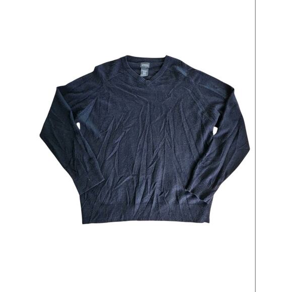 George Men's Cashmere Sweater Black V-Neck Pullover Size Large (42/44) Classic - Picture 1 of 5